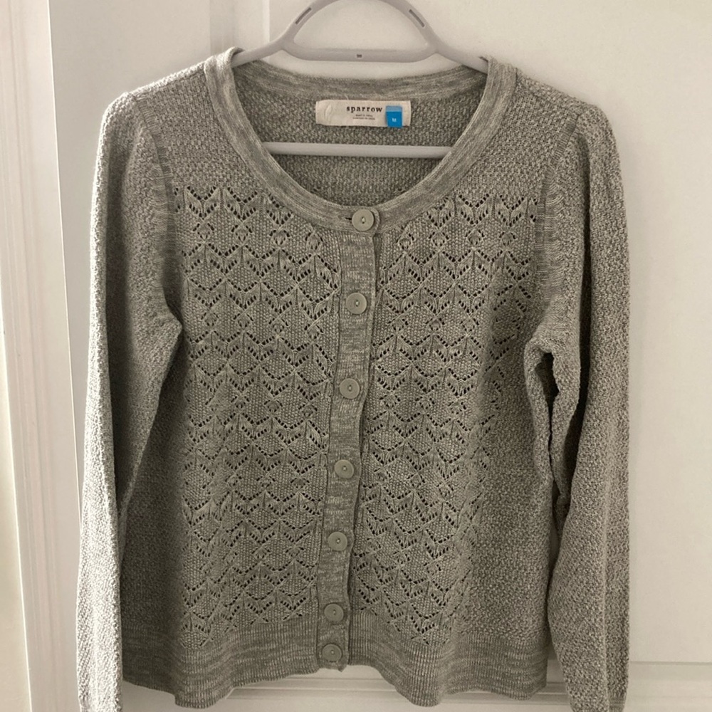 Anthropologie Sparrow LS grey button down cardigan sweater size M